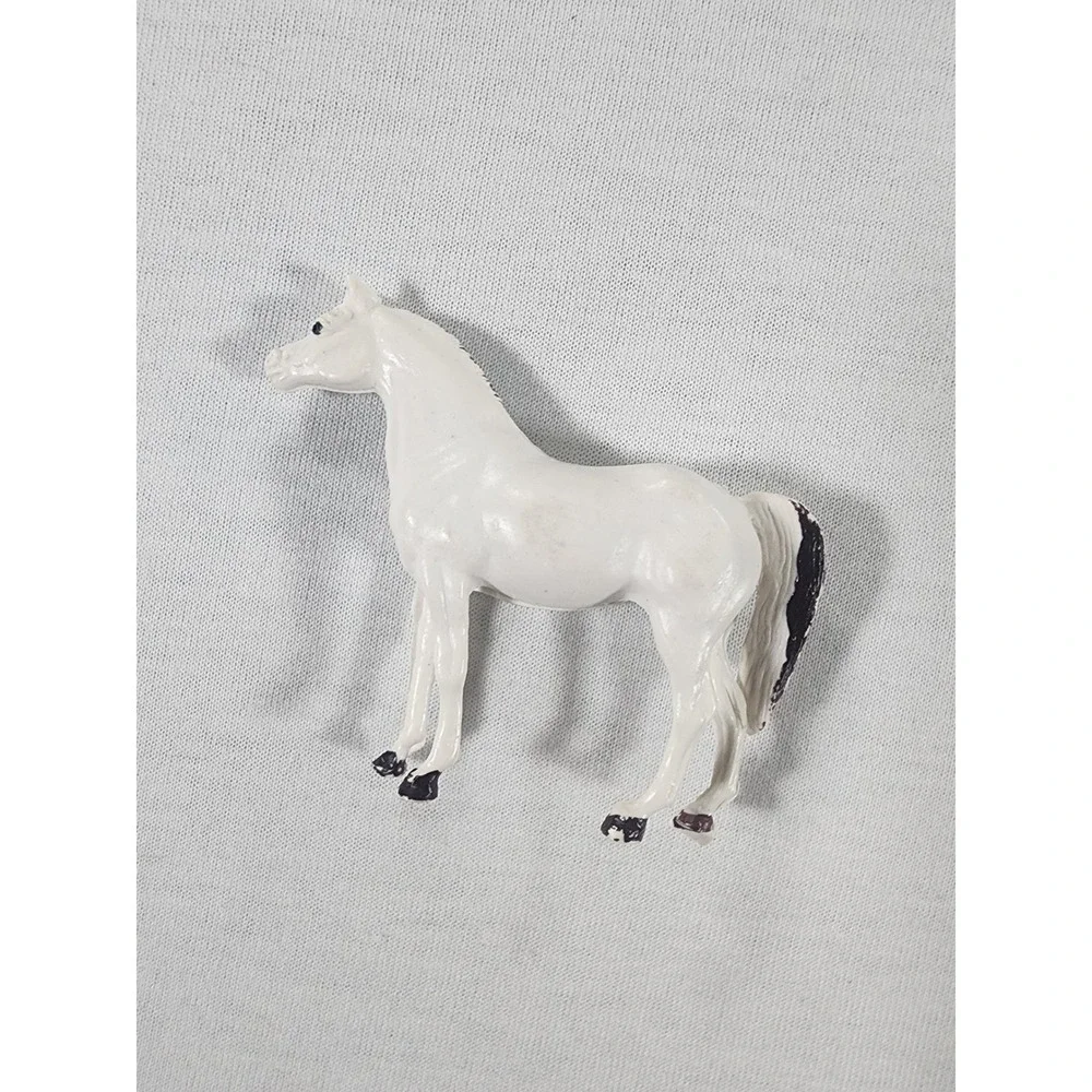 Vintage Horse Figurines Solid Molded Plastic Black White Brown Animal Toy Lot